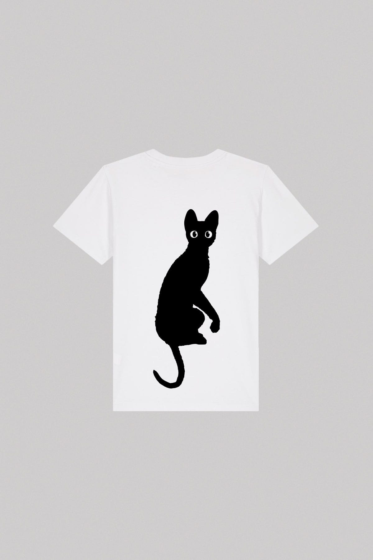 Official kids T-shirt for the award-winning animated film FLOW | White | Cat on back