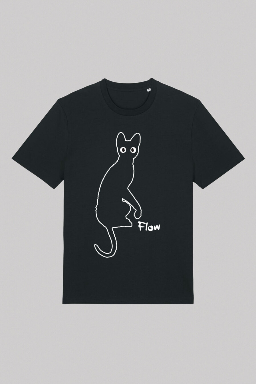 Official T-shirt for the award-winning animated film FLOW | Black | Cat on front